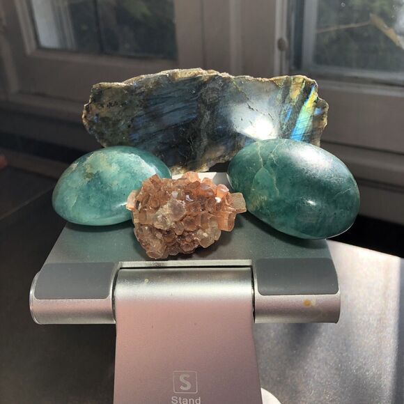 Amazonite, Labradorite, & Aragonite Crystal Stone Set Grounding, Peace, Healing - Picture 6 of 11